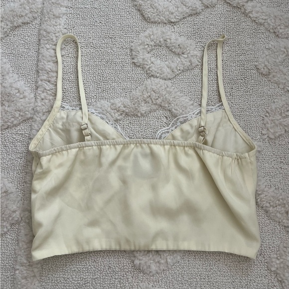 Princess Polly Lemon Yellow Satin Lace Crop Top - Picture 3 of 4